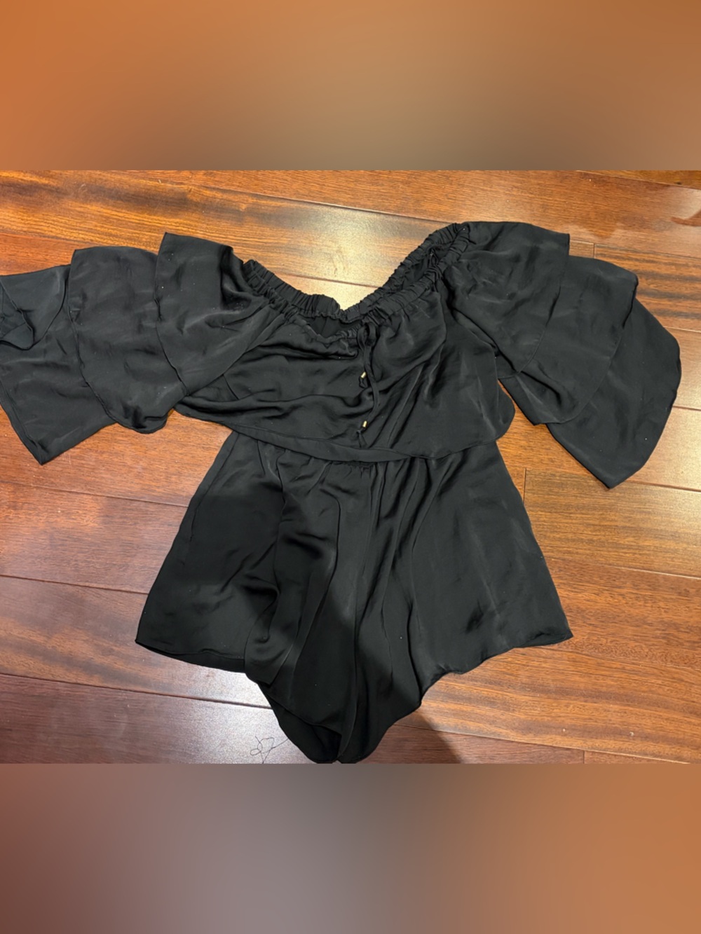 Black Off-Shoulder Ruffle romper